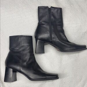 Black Nine West Leather Ankle Boots - Size 10